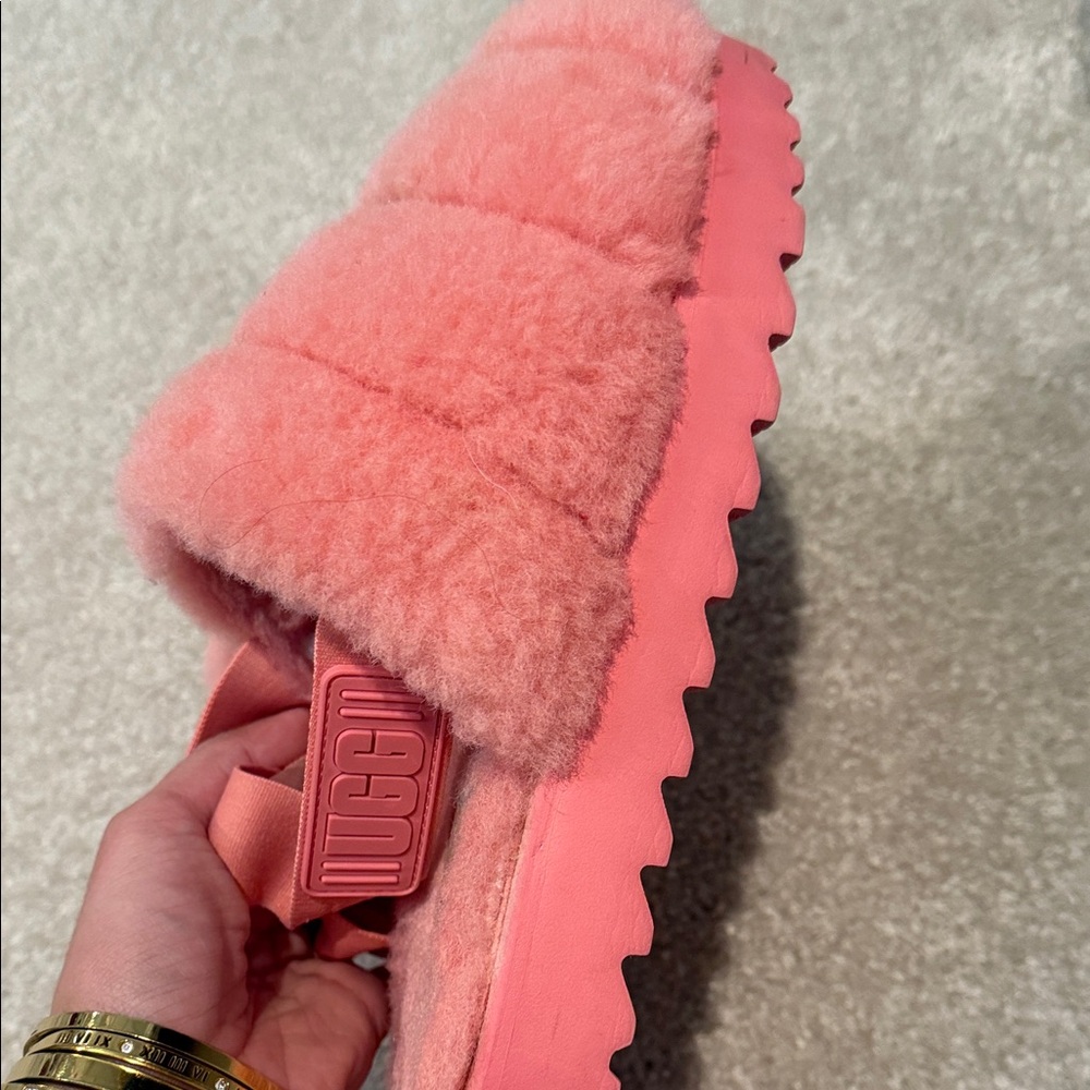 UGG Pink Fluffy Slippers - Picture 6 of 6